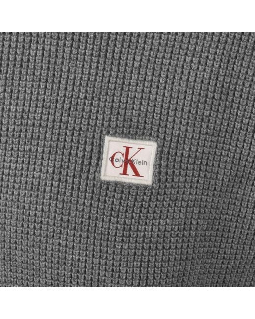 Calvin Klein Gray Jeans Quarter Zip Waffle Jumper for men