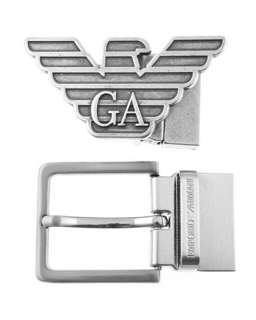 Armani Gray Emporio Reversible Belt Gift Set for men