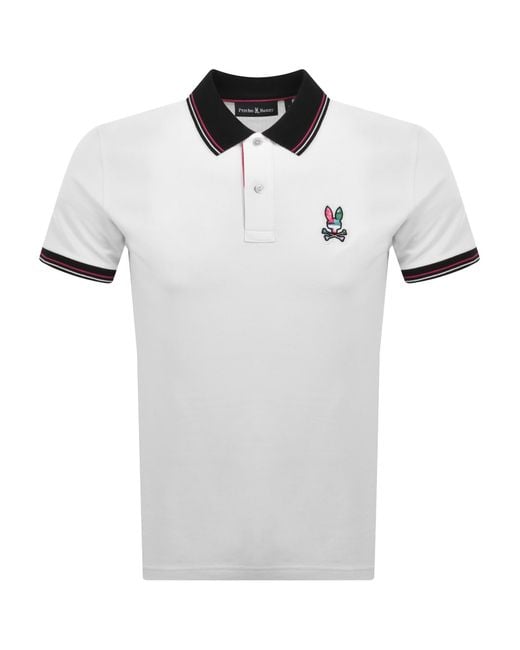 Psycho Bunny White Nate Pique Polo T Shirt for men