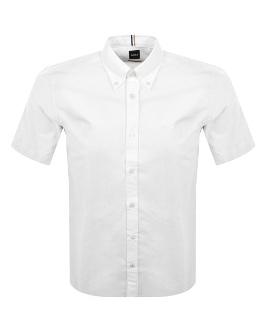 BOSS BUSINESS White Boss Short Sleeve Liam Shirt for men