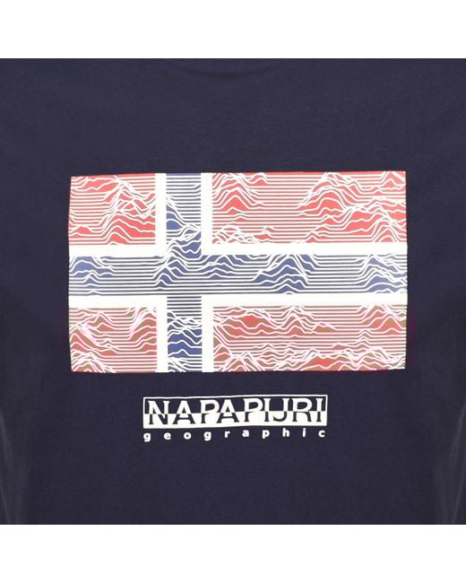 Napapijri Blue S-Drapeau T Shirt for men