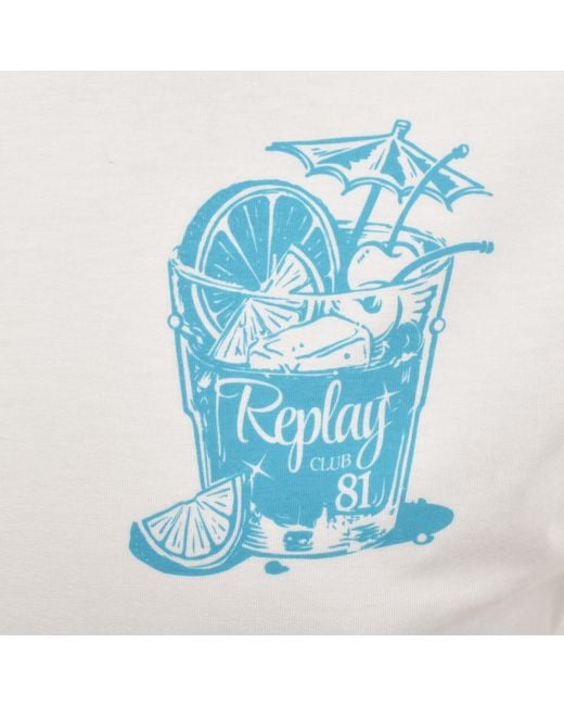 Replay White Graphic T Shirt for men
