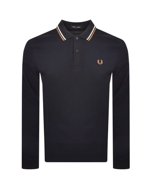 Fred Perry Blue Long Sleeved Polo T Shirt for men