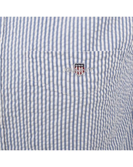 Gant Blue Seersucker Stripe Shirt Rich for men