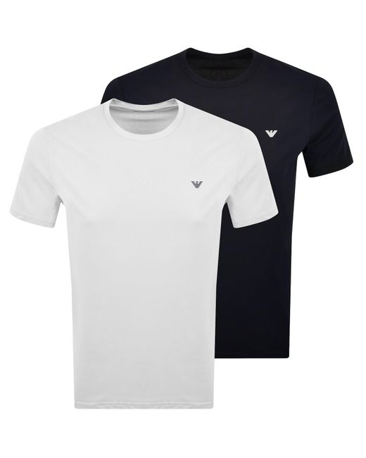 Armani Blue Emporio 2 Pack Logo T Shirts for men