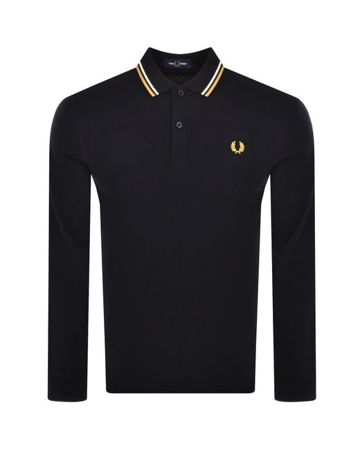 Fred Perry Blue Long Sleeved Polo T Shirt for men