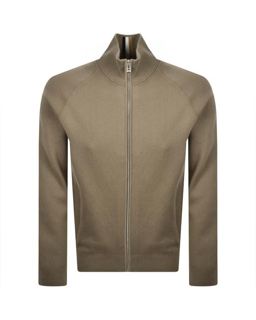 BOSS BUSINESS Green Boss Idino Full Zip Knit Jumper for men