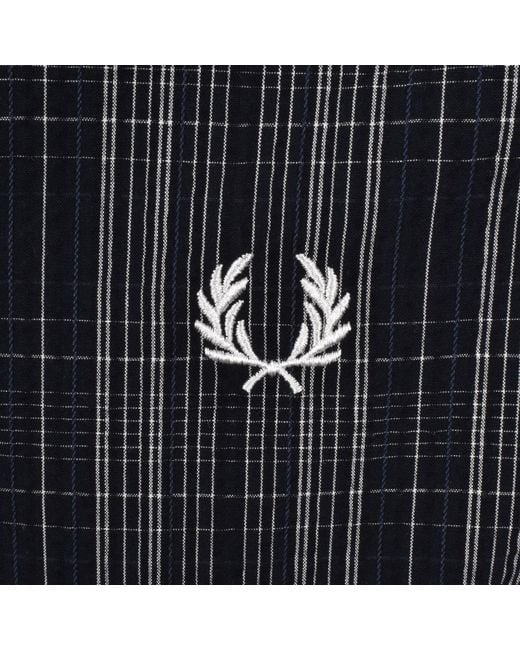 Fred Perry Black Seersucker Check Shirt for men