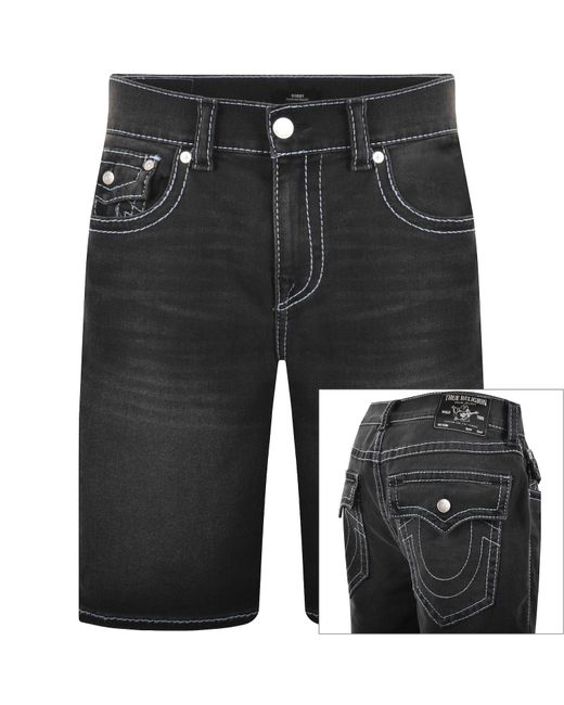 True Religion Black Bobby Flap Big T Shorts for men