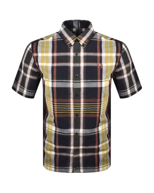 Fred Perry Black Short Sleeved Madras Check Shirt for men