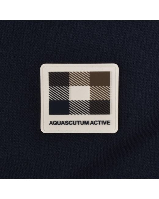 Aquascutum Blue Pique Badge Polo T Shirt for men