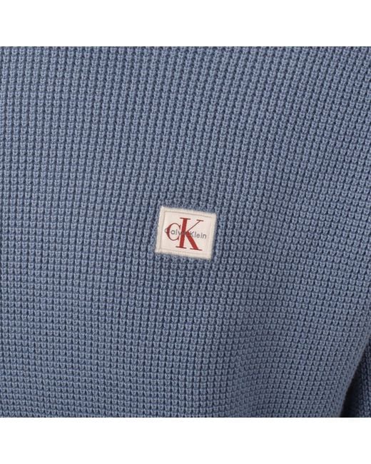 Calvin Klein Blue Jeans Waffle Jumper for men