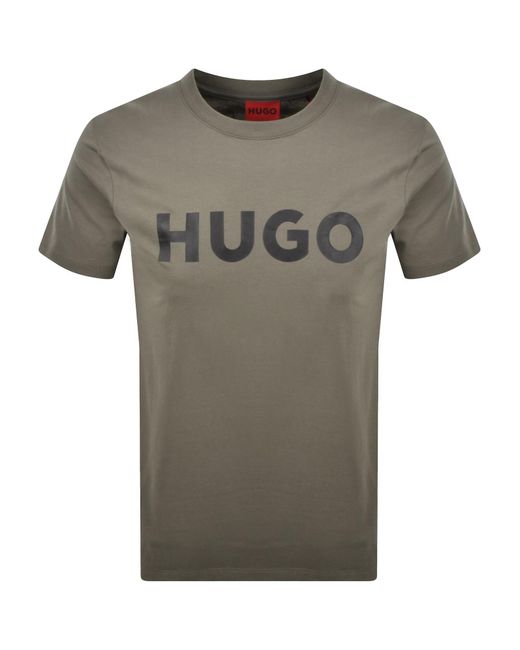 HUGO Gray Dulivio Crew Neck T Shirt for men
