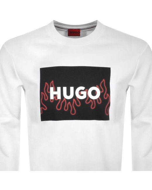 HUGO White Duragol Sweatshirt for men