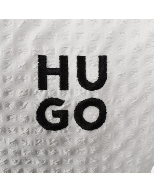 HUGO White Chaffle Waffle Texture Shirt for men