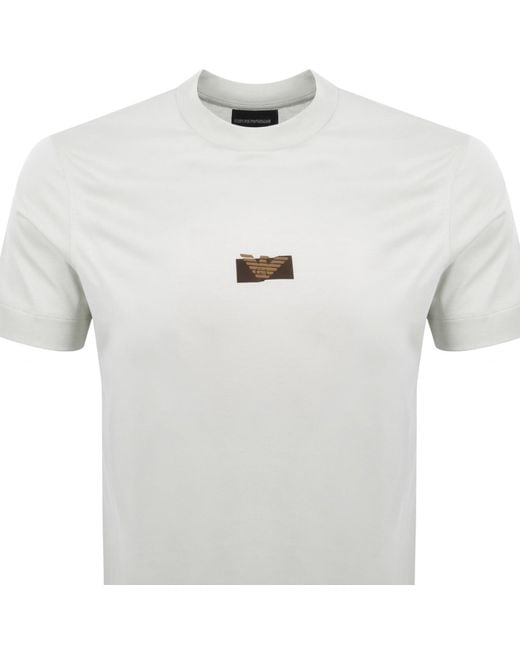Armani White Emporio Logo T Shirt Snow for men
