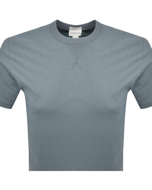Calvin Klein Blue Jeans Badge T Shirt Steel for men