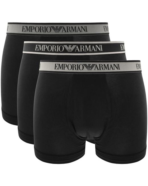 Armani Black Emporio Underwear 3 Pack Trunks for men