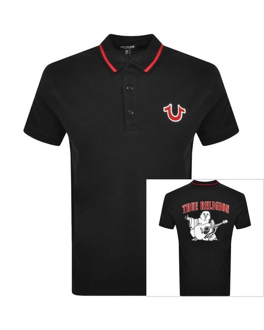 True Religion Black Short Sleeve Jv7 Polo T Shirt for men
