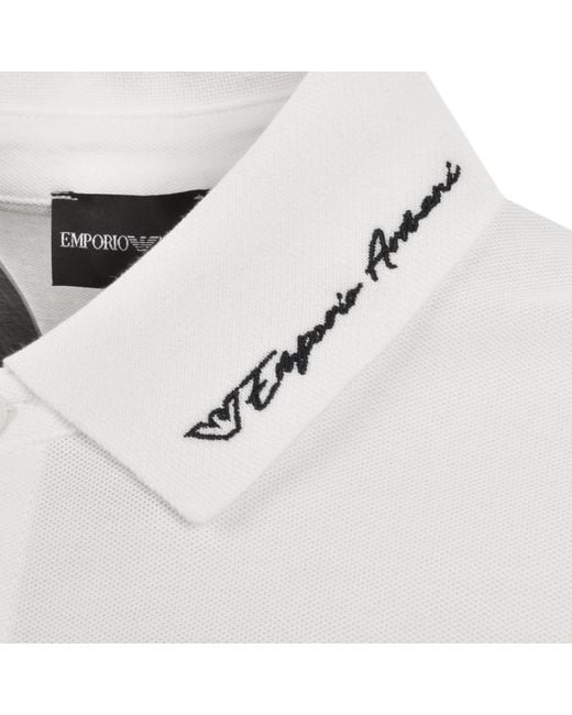 Armani White Emporio Short Sleeved Polo T Shirt for men