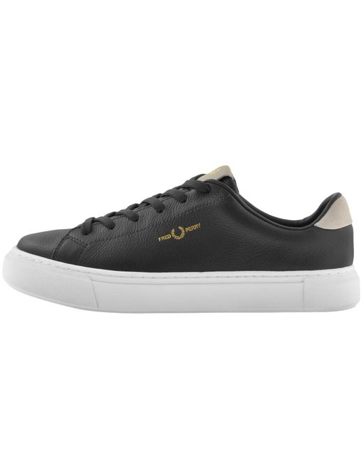 fred perry black leather trainers
