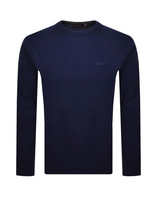 Superdry Blue Wool Blend Knit Jumper for men