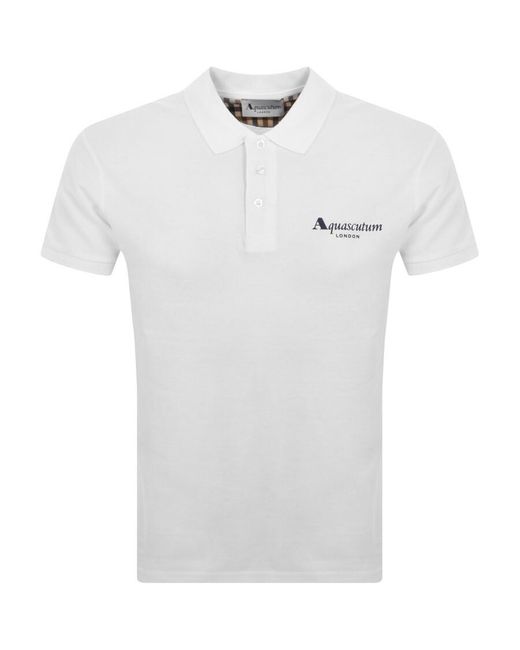 Aquascutum White Logo Polo T Shirt for men