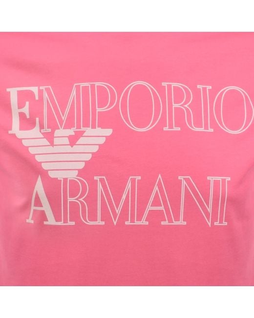 Armani Pink Emporio Logo T Shirt for men