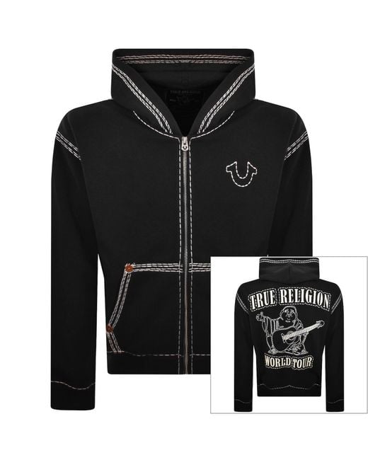 True Religion Black Zip Up Hoodie Jet for men