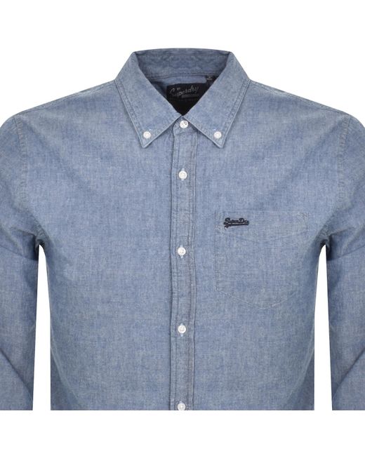 Superdry Blue Long Sleeve Shirt for men