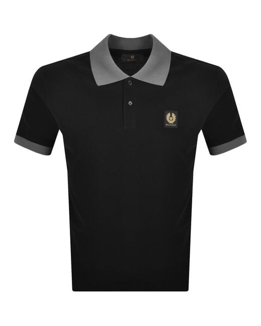 Belstaff Black Contrast Collar Polo T Shirt for men