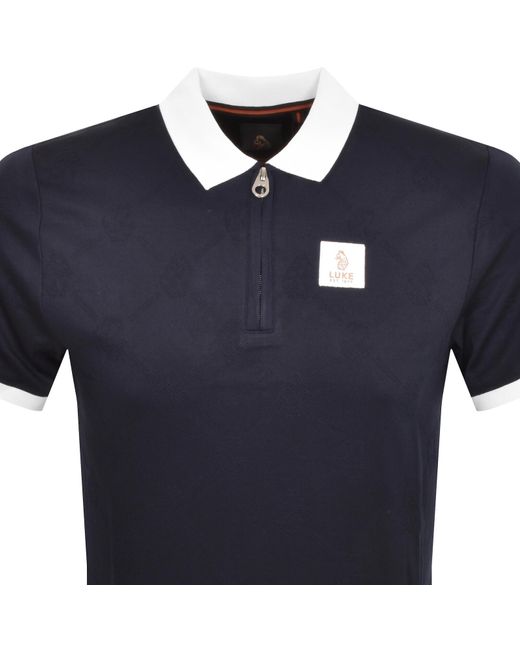 Luke 1977 Blue Bauer Zip Polo T Shirt for men