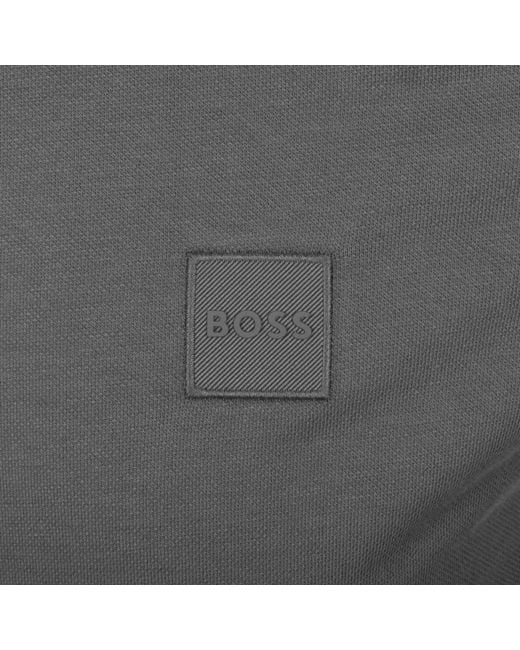 Boss Gray Boss Long Sleeve Passerby Polo T Shirt for men