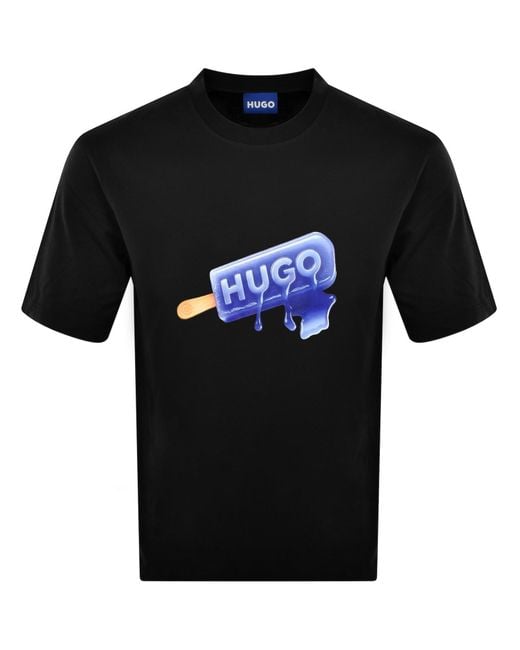 HUGO Black Noglasy Graphic T Shirt for men