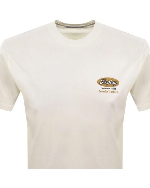 Replay White Graphic T Shirt Off for men
