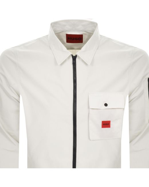 HUGO White Emmond Overshirt Jacket for men