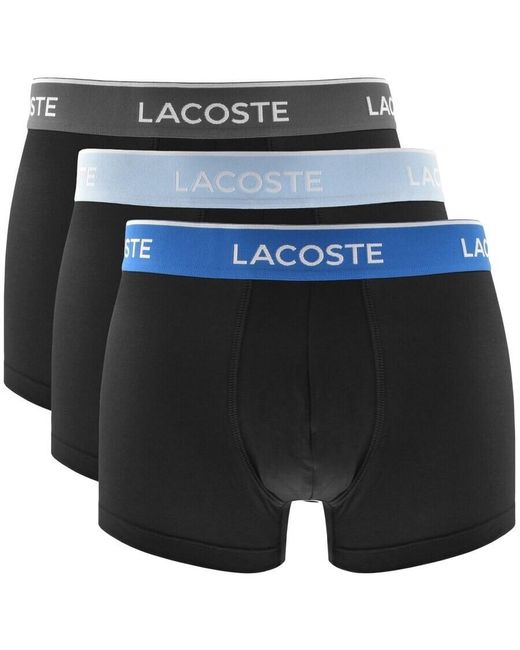 Lacoste Black Underwear 3 Pack Trunks for men