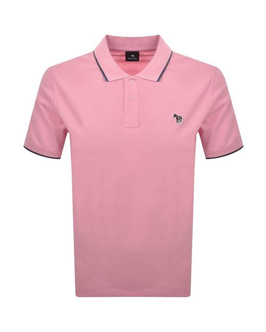 Paul Smith Pink Tipped Polo T Shirt for men