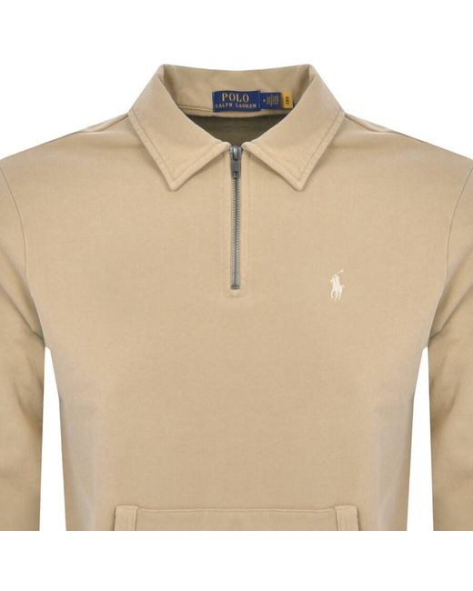 Ralph Lauren Natural Half Zip Sweatshirt for men