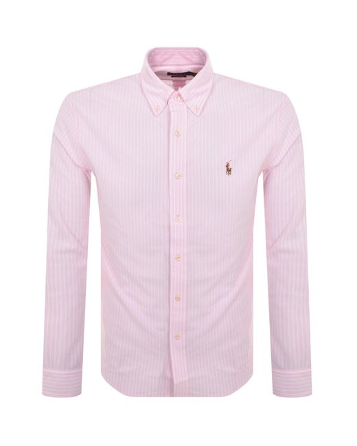 Ralph Lauren Pink Knit Oxford Shirt for men