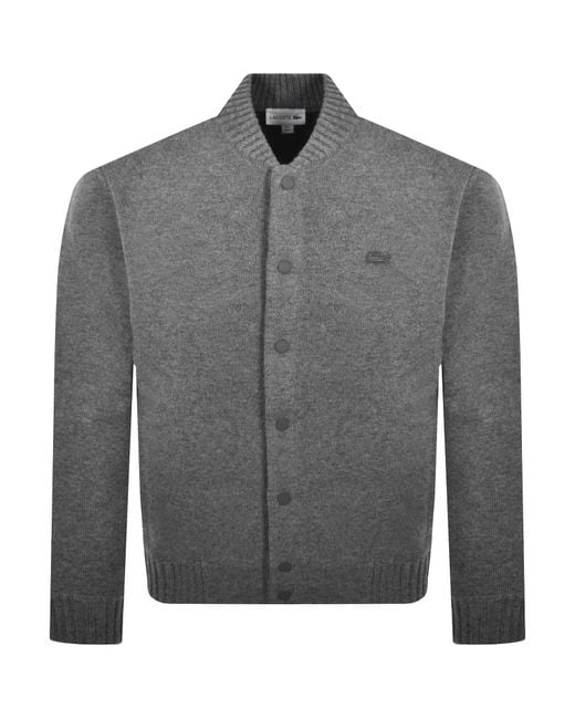 Lacoste Gray Merino Wool Bomber Jacket for men