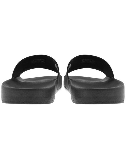 Tommy Hilfiger Black Essential Logo Pool Sliders for men