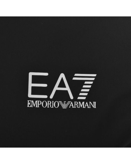 EA7 Black Full-Zip Nylon Panel Sweatshirt for men