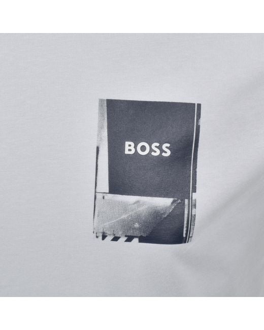 Boss Gray Boss Plain T Shirt Light Pastel for men