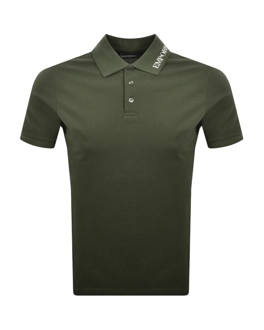 Armani Green Emporio Logo Collar Polo T Shirt for men
