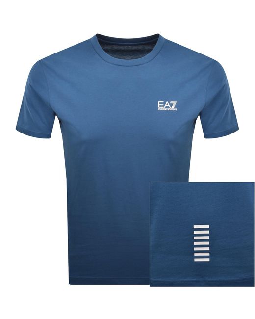 EA7 Blue Emporio Armani Logo T Shirt Dark for men