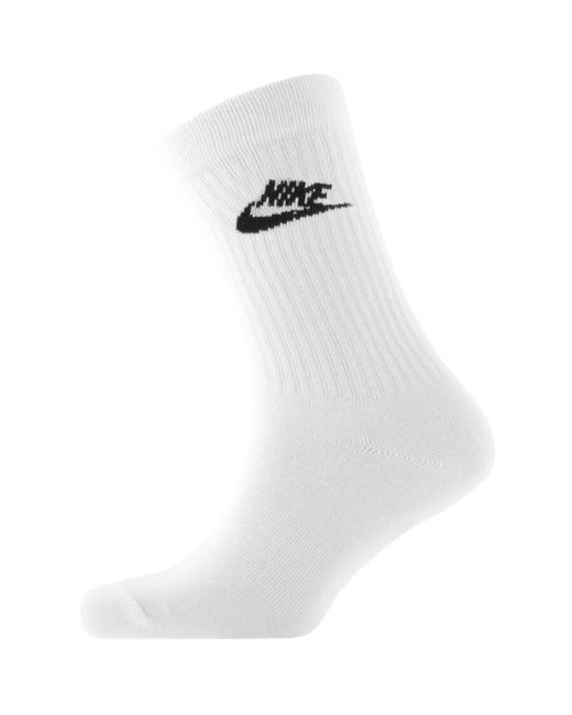 Nike White 3 Pack Crew Socks for men
