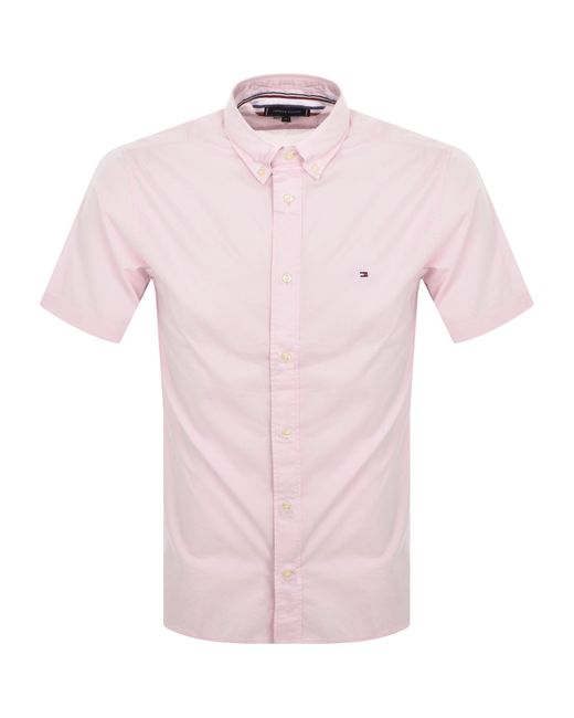 Tommy Hilfiger Pink Short Sleeve Flex Poplin Shirt for men