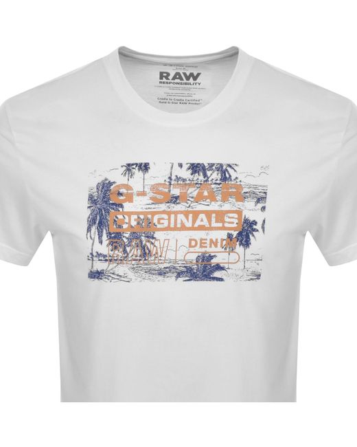 G-Star RAW White Raw Originals Framed Palm T Shirt for men