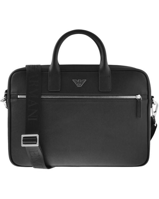 Armani Black Emporio Briefcase Bag for men